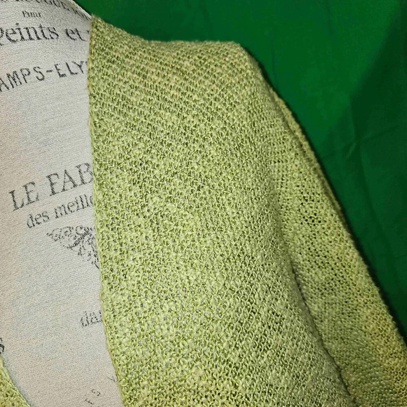 Eileen Fisher Womens Green Open Front Linen Blend Cardigan Sweater Medium - Picture 3 of 5